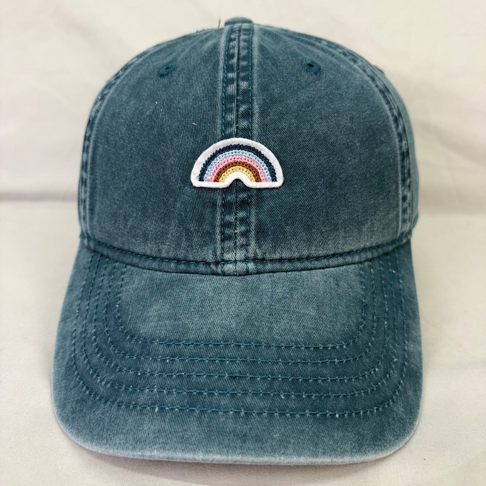 Unbranded Hat Rainbow Patch Unisex OS Blue Washed Cotton Baseball Cap